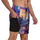 thumbnail image 2 of Balery Taxi Colorful Town Bañador para hombre, shorts de playa de secado rápido con entrepierna y forro de compresión-XX-Large, 2 of 6