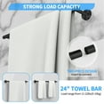 thumbnail image 6 of PHANCIR 7 Pcs Hardware Set for Bathroom, Stainless Steel Accessories, Includes 24" Towel Bar, Toilet Paper Holder, Towel Ring, Robe Hooks, Wall Mounted Bathroom Rack Set, Matte Black, 6 of 8