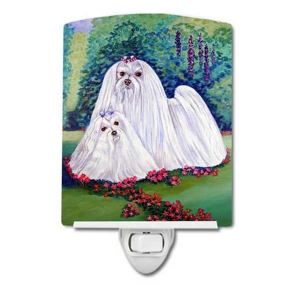 Caroline's Treasures 7104CNL Maltese Momma and Puppy Ceramic Night Light, 6x4x3", multicolor