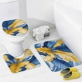 thumbnail image 4 of 4 Piece Shower Curtain Sets Shower Curtain And Rugs Shower Curtain Set Watercolor Banana Leaves Yellow Blue Waterproof Personality Pattern Bath Curtains Banana Leaves for Bathroom Decor, 4 of 8
