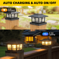 thumbnail image 6 of 2 Pack 4x4 Solar Post Cap Lights, Fence Deck Post Lights Outdoor Solar Powered Waterproof with Edison Bulb Two Light Modes Decor For Garden Patio (Black, 2), 6 of 8