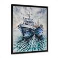 thumbnail image 2 of Designart 'Blue Fishing Boats Before A Storm Anchored' Nautical & Coastal Framed Art Print, 2 of 4