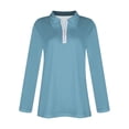 thumbnail image 4 of Lumtrix Women'S Long Sleeve Shirts Quarter Zip Pullover Collared V Neck Tops Summer Fall Blouses Sky Blue 2XL, 4 of 7