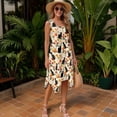 thumbnail image 3 of FUIALDOLG Orange Flower Black Cat Dress for Women Lady Summer Handkerchief Hem Dress Casual Tiered Sundresses with Pockets Womens Beach Skirt with Pockets,2XL, 3 of 7