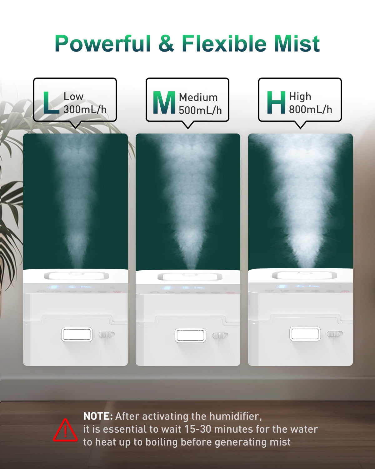 Mifasol Stainless Steel Humidifier, 3.3L/0.87Gal Steam Humidifier Large Room up to 800 sq ft, Easy to Clean Warm Mist Humidifiers for Bedroom, White