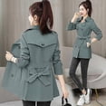 thumbnail image 3 of Spring Autumn Trench Coat Women Clothes Slim Long-sleeved Short Windbreaker With Belt Casual Outwear Female Tops Lining, 3 of 4