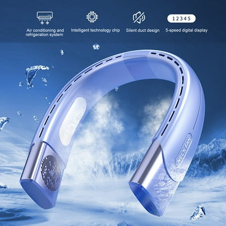 

Xinhuadsh Hanging Neck Fan 20db Silent Noise Reduction 5 Speeds Adjustable Bladeless Fan Cooling Rechargeable Summer Outdoor Portable USB Fan Creative Gift