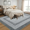 thumbnail image 2 of Washable Rug 5x7 Boho Accent Rug Modern Geometric Floor Carpet Indoor Throw Floor Cover Braided Print Non Slip Farmhouse Area Rug Rustic Bohemian Carpet for Living Room Bedroom, Grey, 2 of 9
