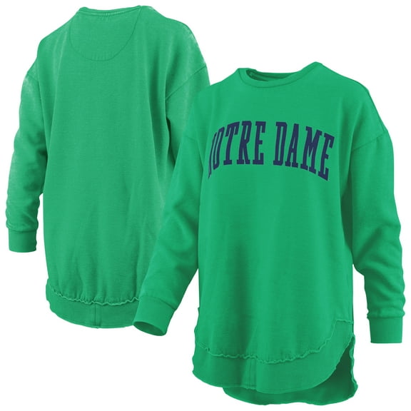 Women's Pressbox  Green Notre Dame Fighting Irish Melange Poncho Vintage Fleece Long Sleeve Pullover Sweatshirt