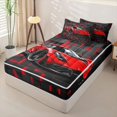 thumbnail image 2 of Castle Fairy Neon Red Sports Car Zipper Twin Comforter Sets with Fitted Sheet and 2 Pillowcases,Grid Print Zipper Bedding Set for Bedroom,Red Black,4-Piece,Black Reversible, 2 of 6