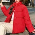 thumbnail image 6 of Tdoqot Womens Puffer Jacket Long Sleeve with Hood Casual Zip up Winter Coats Red, 6 of 8