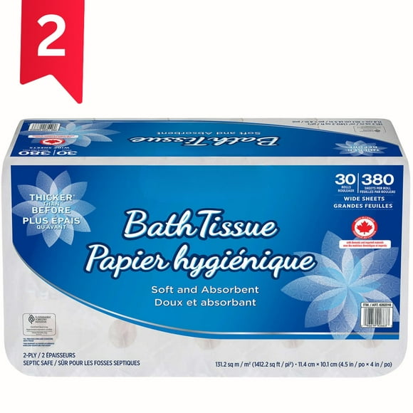 Papier Hygiénique 2 Plis, Papier Toilette 2 Plis - Lot de 60