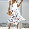 thumbnail image 1 of Offres de la Semaine Cagogo Robe d'Été Décontractée Sans Manches à Bretelles Spaghetti Florale Fluide Midi de Plage Vacances Robe Balançoire Asymétrique Ourlet Tendance Église Robe de Collation des Grades, 1 of 6