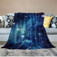 thumbnail image 2 of HENGT Blue Galaxy Blanket Comfort Warmth Soft Cozy Air Conditioning Machine Wash Black and White Rose Skull Sherpa Blanket  (Blue Galaxy), 2 of 6