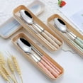 thumbnail image 3 of Boreal Craft Stainless Steel Portable Tableware Three Piece Students Outdoor Spoon Chopsticks Fork Set Small round Table Mat Dining Table Set 6 Dinning Table Clothes Set for 4 Chairs Teal Table Mats, 3 of 6