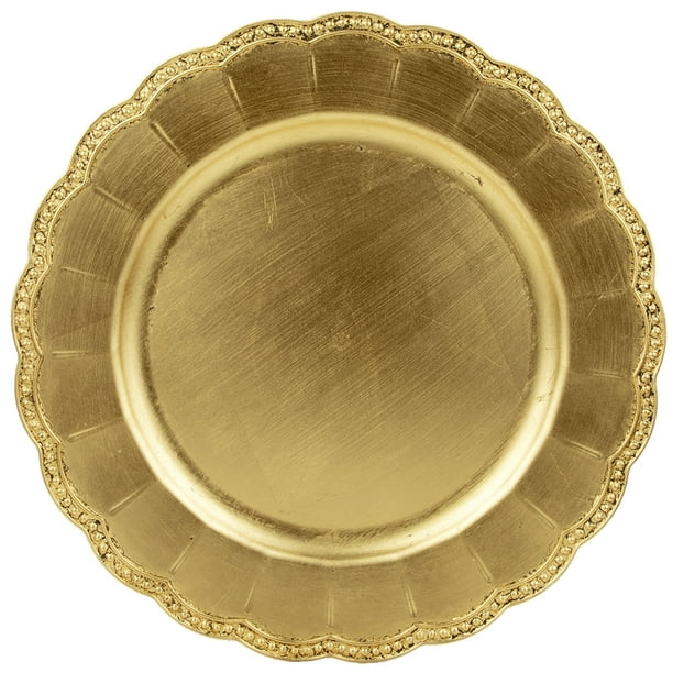 Koyal Wholesale 13" Matte Gold Beaded Scallop Charger