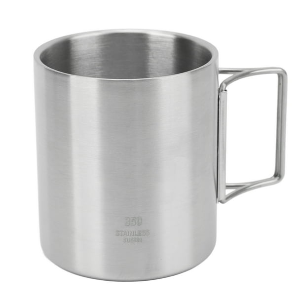 Taza para acampar al aire libre, taza para acampar de acero inoxidable, taza de café con Doble Aislamiento y mango plegable para barbacoa y montañismo YUNYI BRAND Deportes