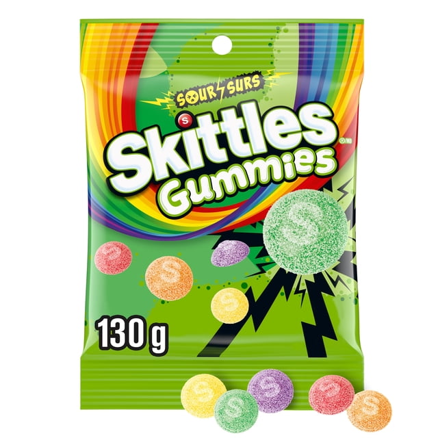SKITTLES Gummies Surs, bonbons à mâcher, 130 g