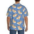 thumbnail image 5 of Xecao offers the Corgi for Men's Casual Short-sleeved Shirt, a button-up collared shirt with a pocket, perfect for beach vacations and yacht travel in the 4X-Large size., 5 of 7