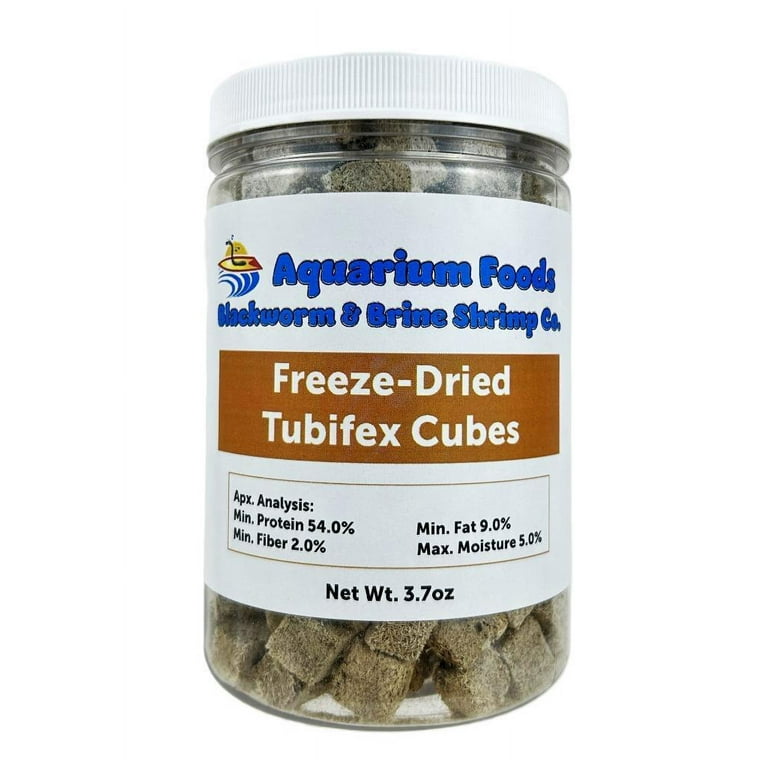 Aquatic Foods Inc. Tubifex Worms Freeze Dried Tubifex Worm Cubes for Discus Cichlids Koi Pond Fish Aquatic Turtles All Community Tropical Fish All Marine Saltwater Fish 3.7oz Lg Round Jar Walmart