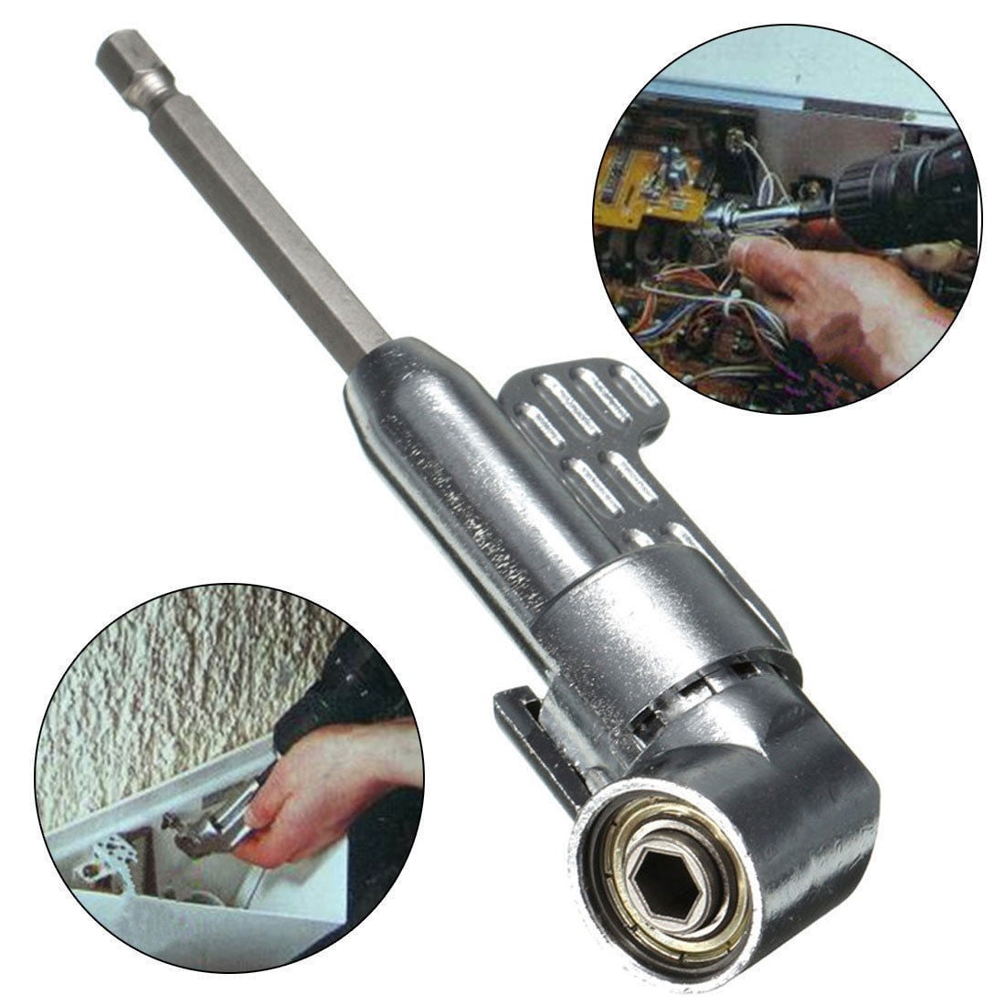 105° Long/ Short Right Angle 1/4" Head Screw Driver Flexible Angle Extension Bit 