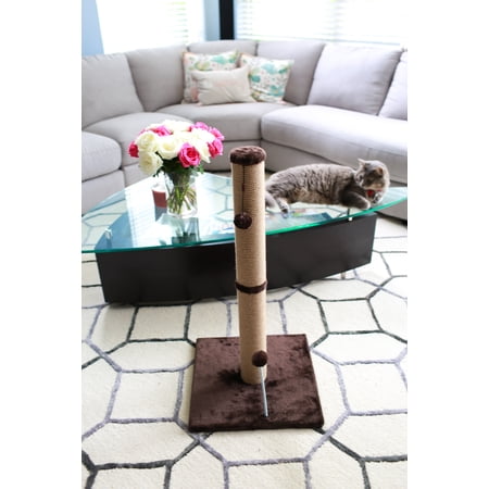Cat Craft 30 inch Jute Scratching Post (Dark Chocolate Fur 16x16 Base)