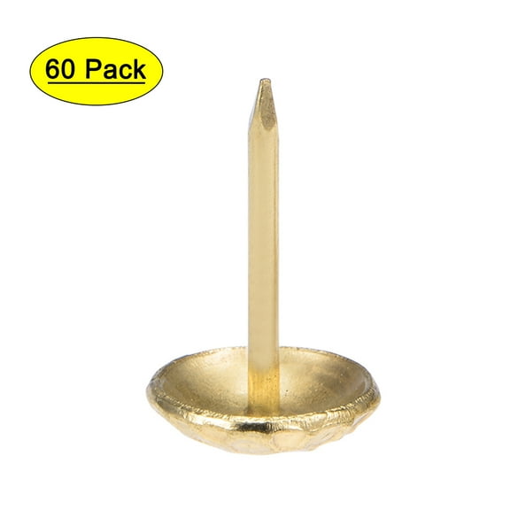 Uxcell 7/16-Inch Head Dia Round Thumb Push Pins Gold Tone Upholstery Nails Tacks 60 Pack