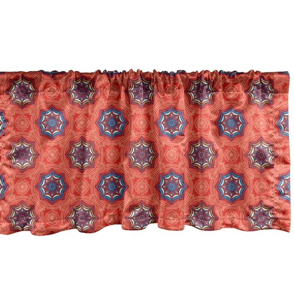 Ambesonne Tribal Window Valance, Ornamental Composition of Flowers with Elements Timeless Oriental Motifs, Curtain Valance for Kitchen Bedroom Decor with Rod Pocket, 54" X 12", Multicolor