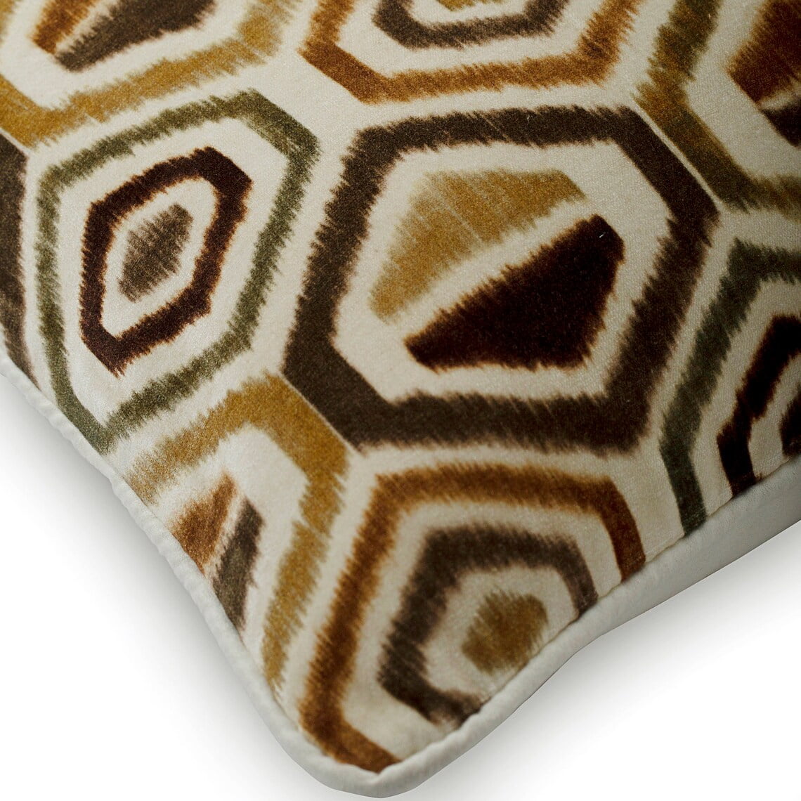 Cushion Cover, Decorative Throw Pillows Cover, 18"x 18" Ikat Brown Printed Velvet Pillow Covers, Square Throw Pillows Cover, Brown Pillow Covers 18x18 inch (45x45 cm) - Honey Hexagon