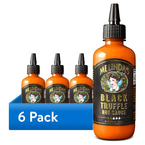 (6 pack) Melinda's Black Truffle Hot Sauce, Condiment and Sauce, 12 oz