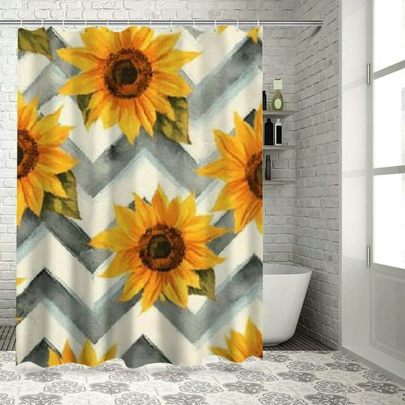 BCIIG Sunflowers Bathroom Shower Curtain Set with Hooks, Colorful Luxury Graphic Printed Polyester Cloth Waterproof Home Bathtubs Decoration, 100% Polyester Fiber, Hooks Included 36"x72
