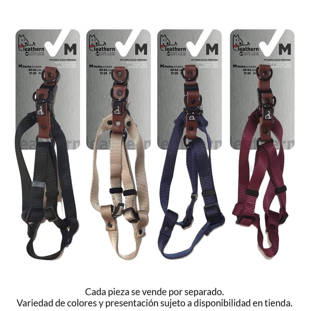 Pechera para Perro Leathern Tiras de Nylon y Cuero Talla Mediana