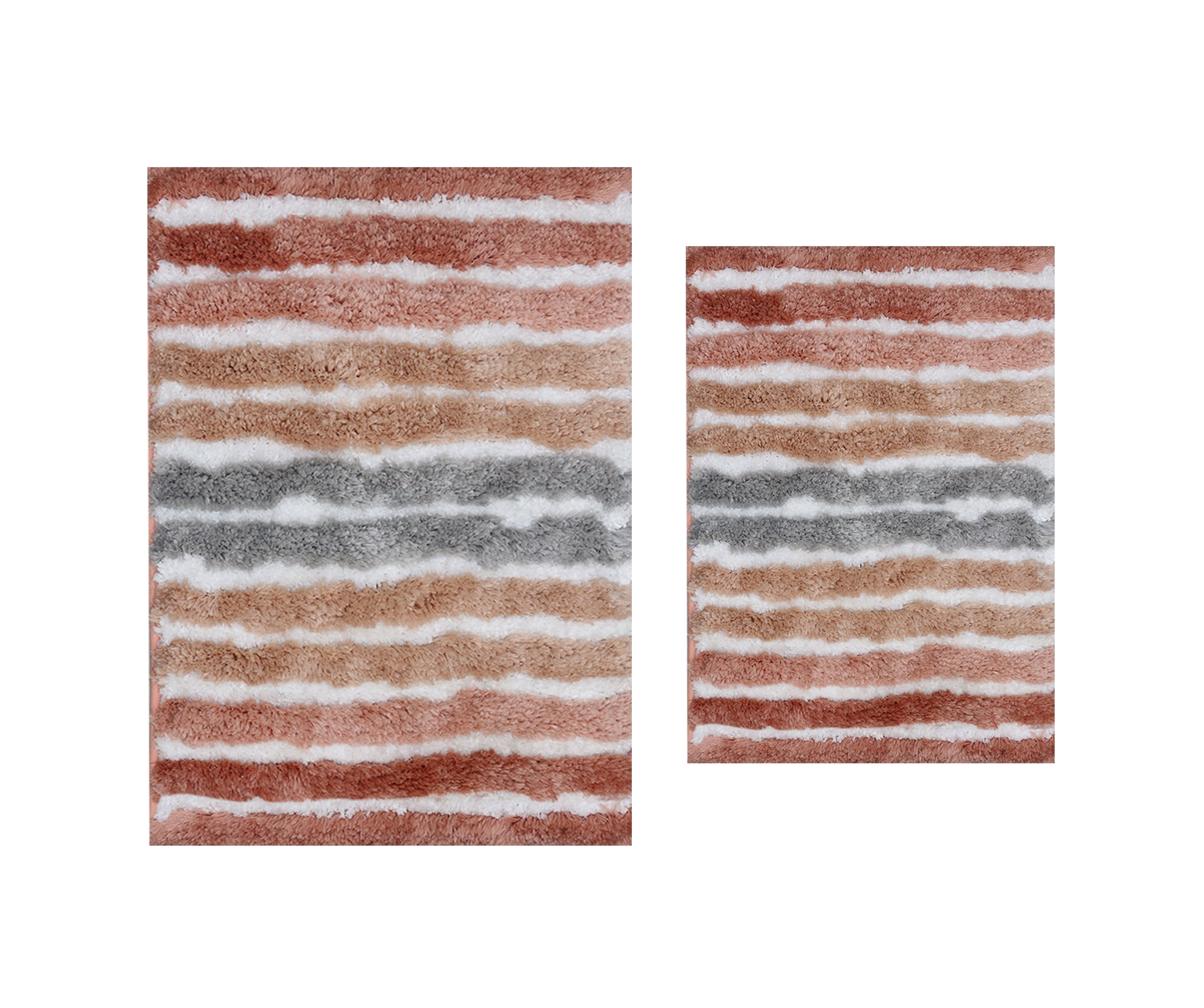 Bathroom Rugs, Soft Microfiber Bath Mats Set, Absorbent & Quick Drying, Non-Slip Rubber Backing, Machine Washable, Plush Bathroom Floor Mats for Tub, Shower, Sink – 17x24 & 20x32, 2 Piece Set - Coral