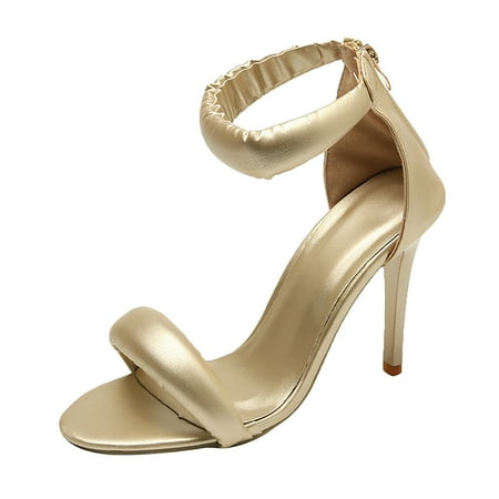 

ZHAGHMIN Wedage Sandals For Women Women Artificial Leather Solid Color Zipper Casual Round Toe Thin High Heels Single Shoes Sandals Womens Strap Sandals Sandals For Women Wedge Womens Shoes Sandals