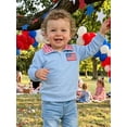 thumbnail image 5 of BemeyourBBs Toddler Baby Boy Patriotic Sweatshirt Shirts Infant Baby Boys 4th of July Outfit USA Flag in Tractor Embroidery Long Sleeve Lapel Half Zipper Pullover Sweater Shirt Tops, 5 of 9