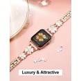 thumbnail image 3 of Compatible con Apple Watch Band 38 mm 40 mm 41 mm Mujer, Pulsera de Metal Correa de Pulsera para iWatch Series 7 6 SE 5 4 3 2 1, Oro Rosa/Blanco, 3 of 5