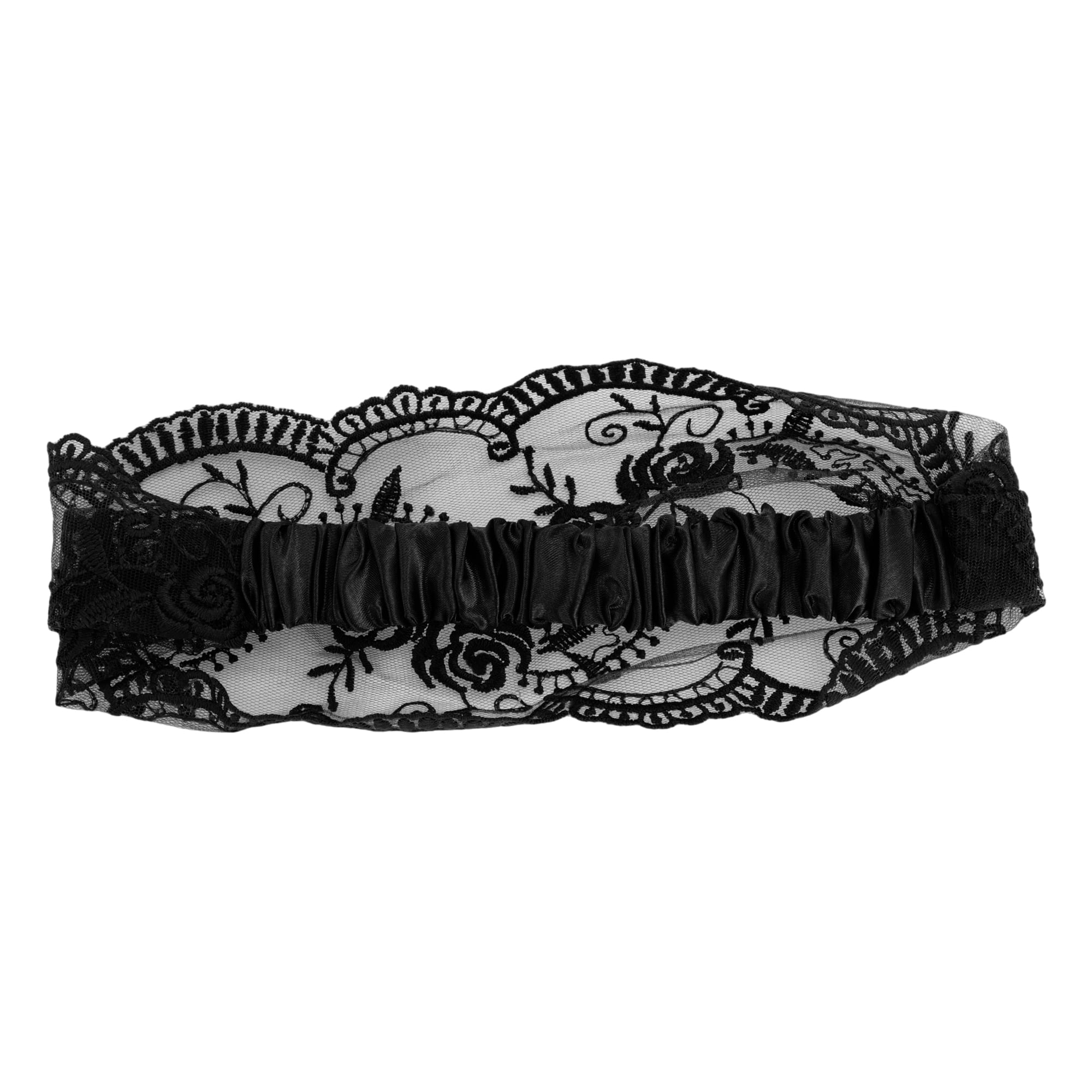 Unique Bargains Rose Lace Headband 1 Pc Black