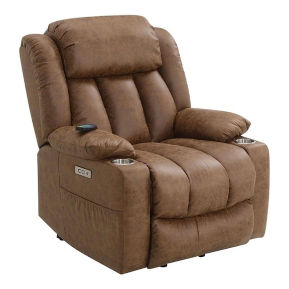 ACME Omarion Faux Leather Power Recliner with Lift/Heating and Massage in Brown
