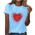 thumbnail image 1 of Chemises à Manches Courtes pour Femmes Adulte Mode Manches Courtes Col Rond Saint-Valentin Imprimé Blouse Décontractée T-Shirt Hauts Chemise Femmes Blouses à Manches Courtes Femmes Hauts à Manches Courtes, 1 of 5