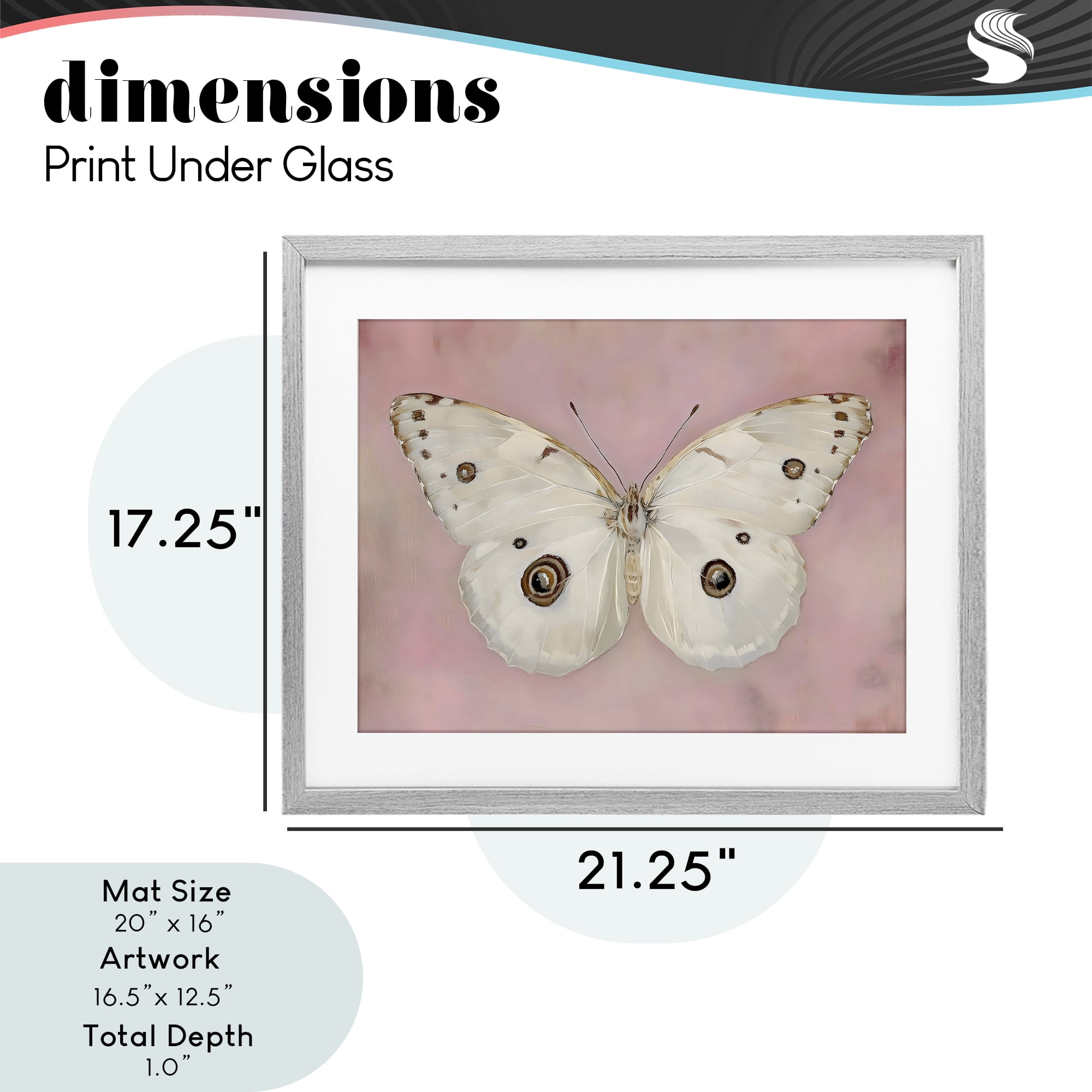 Stupell Industries Gossamer Butterfly on Blush Background Gray Framed Print Under Glass, design by Arlington Prints