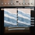 thumbnail image 2 of Summer Ocean Kitchen Towels Set of 3, Water Absorbent Dish Towel, Coastal Sea Waves Beach Ombre Blue Decorative Hand Towels - Quick Drying Cloth for Cooking Baking, 18x28 Inch, 2 of 8