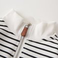 thumbnail image 4 of GYRATEDREAM Toddler Baby Boys' Contrast Color Stand Collar Striped Sweatshirt Kids Spring Autumn Casual Long Sleeve Pullover with Half Zipper Patch for 2-10 Years, 4 of 8