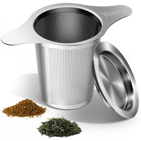 Yoassi Colador de Malla para Infusor de Té Extra Fino de Acero Inoxidable 18/8 con Gran Capacidad y Tamaño Perfecto Asas Dobles para Colgar en Teteras Tazas Tazas para Empinar Té y Café de Hojas Suelt