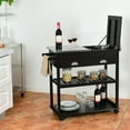 thumbnail image 4 of Costway Rolling Kitchen Island Trolley Cart Stainless Steel Flip Tabletop W/ Drawer Brown, 4 of 11