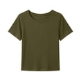 thumbnail image 6 of YunPes Girls Short Sleeve Shirts Ribbed Knit Soft Slim Fit T Shirts Basic Boat Neck Tops Casual Summer Tees Teen Cute Crew Neck Top, 6 of 6