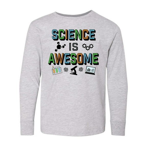 Inktastic Science is Awesome Molecules and Microscope Long Sleeve Youth T-Shirt