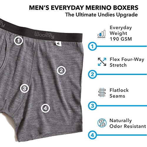 Wicking Breathable Anti-Odor Ultralight Woolly Clothing Mens Merino Wool Classic Boxer