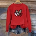 thumbnail image 2 of Graphic Sweatshirts for Women Love Print Round Neck Long Sleeve Cozy Tunic Tops Classic-Fitted Pullover Shirts (Red,XS), 2 of 5