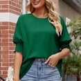 thumbnail image 5 of Wlynlyn Womens Tops Dressy Casual Puff Short Sleeve Shirts Round Neck Loose Blouses Casual Comfy Tunic, 5 of 6