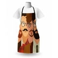 thumbnail image 3 of Young Man Apron, Cartoon Design Illustration of Male Hipster Characters with Mustache and Glasses, Unisex Kitchen Bib with Adjustable Neck for Cooking Gardening, Adult Size, Multicolor, by Ambesonne, 3 of 4
